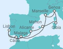 Andalusia, Lisbon & the Med All Incl. Cruise +Hotel +Flights Cruise itinerary  - MSC Cruises