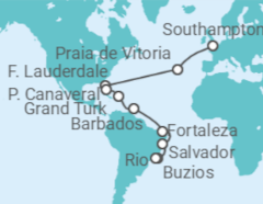 Brazil Explorer - Southampton to Rio de Janeiro Cruise itinerary  - Cunard
