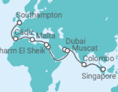 Sri Lanka, United Arab Emirates, Oman, Egypt, Malta, Spain Cruise itinerary  - PO Cruises