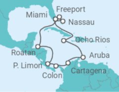 Jamaica, Aruba, Colombia, Panama, Costa Rica, Honduras, US, The Bahamas Cruise itinerary  - MSC Cruises
