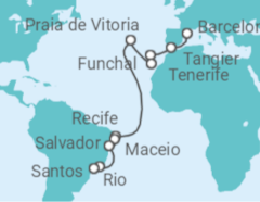 Barcelona to Sao Paulo Cruise +Hotel +Flights Cruise itinerary  - Costa Cruises