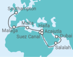 Southampton to Dubai Cruise itinerary  - Cunard