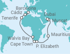 Barcelona to Dubai - Namibia, South Africa & Mauritius Cruise itinerary  - Costa Cruises