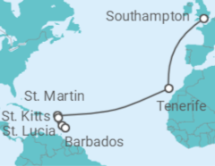 Spain, Sint Maarten, Saint Lucia Cruise itinerary  - PO Cruises