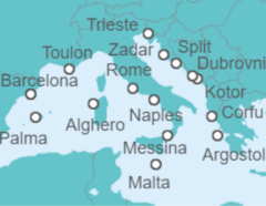 France, Italy, Greece, Montenegro, Croatia, Malta, Spain Cruise itinerary  - Cunard