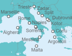 Western Med & Adriatic Fly-Cruise Cruise itinerary  - Cunard