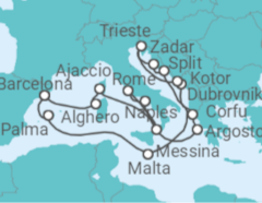 France, Italy, Greece, Montenegro, Croatia, Malta, Spain Cruise itinerary  - Cunard