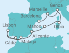 Western Med & Libson - ending in Barcelona Cruise itinerary  - MSC Cruises