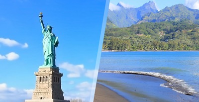 New York and Tahiti