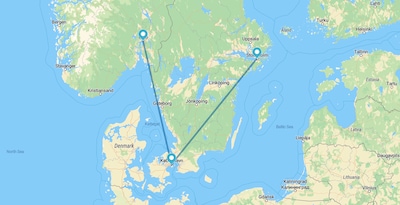 Stockholm, Copenhagen and Oslo by plane